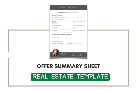 Editable Offer Summary Sheet Checklist for Graphics & Graphic Templates