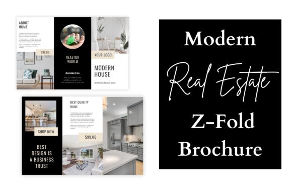 Modern Real Estate Z-Fold Brochure: Graphics for Print Templates