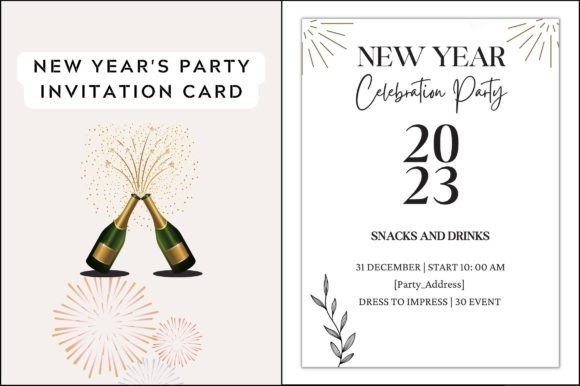 New Year Party Invite Editable for Graphics and Graphic Templates