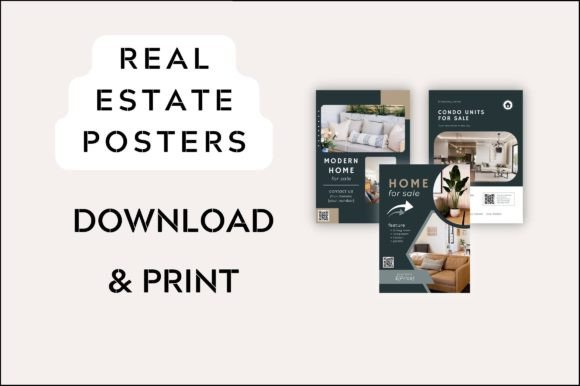 Premium Real Estate Poster with QR Codes Graphics