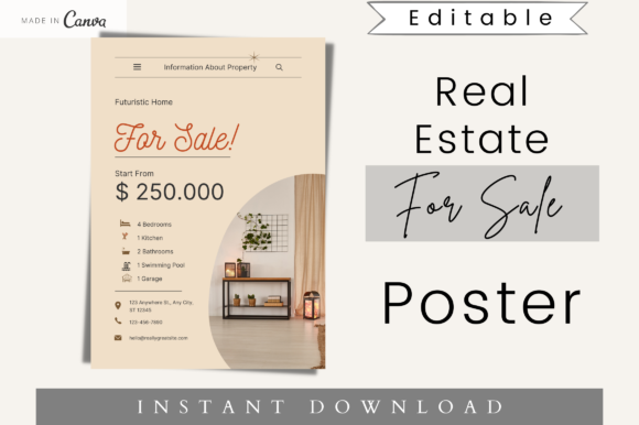 Real Estate for Sale Poster Graphics & Print Templates Review