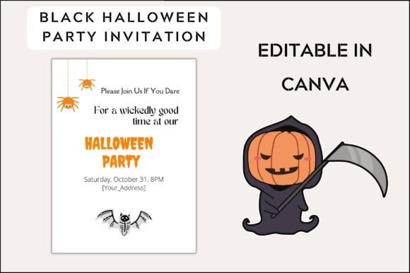 Spooky Black Halloween Invite Card for Graphics and Graphic Templates