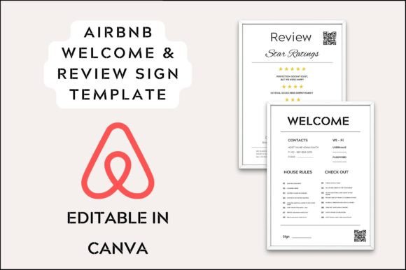 Welcome and Review Rating Sign Template for Graphic Templates